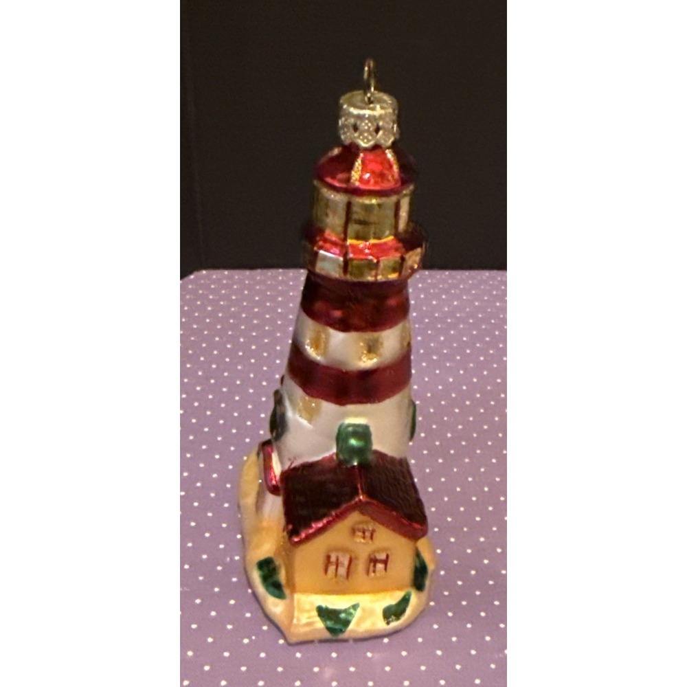 Lighthouse Colorful Glass Christmas Tree Ornament Holiday Nautical Beach - Picture 2 of 3